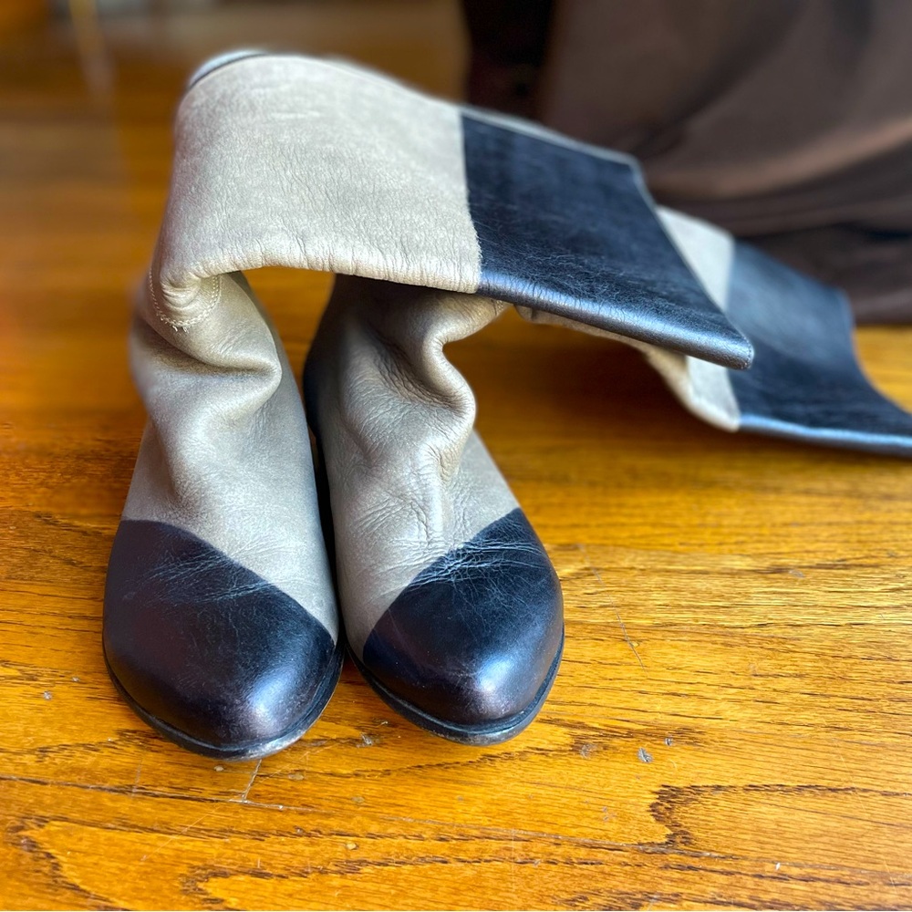 Walk handmade leather boots, black and gray, size EU 40